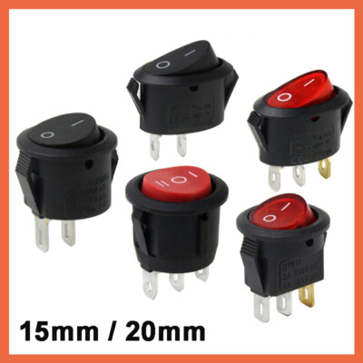 Kippschalter Wippschalter Rund EIN / AUS 2 PIN 3 Pin 125V 250V / 6A 15mm 20mm
