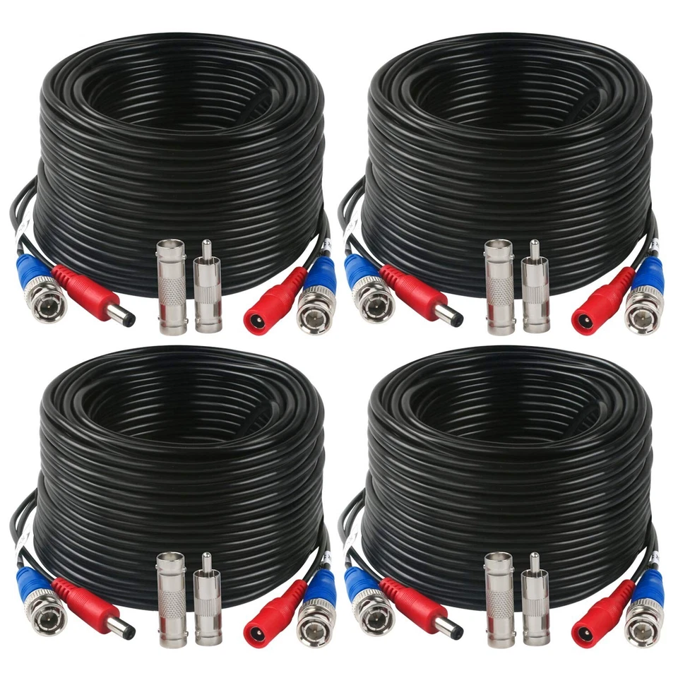 4 Pack 200 Feet BNC Video Power Cable Wire Video Security Camera Wire with Co... - Image 2 of 4
