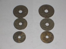 038H 3x FRANCE 25/10/5 Centimes Punch Coins 1920