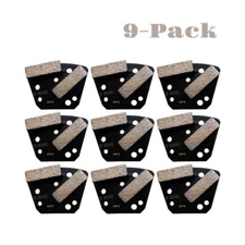 9 Pack Trapezoid Grinding Disc Hard Bond for Bolt-On Concrete Floor Grinder Tool