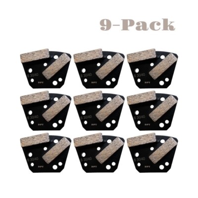 9 Pack Trapezoid Grinding Disc Hard Bond for Bolt-On Concrete Floor Grinder Tool