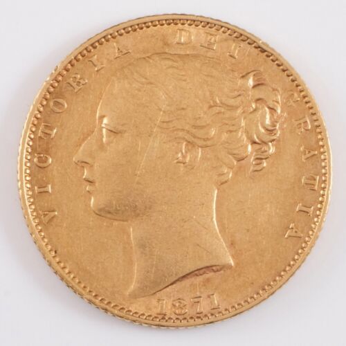 Victoria Gold Full Sovereign, Young Head Shield Back Type, 1871 - Picture 1 of 2
