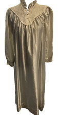 Vtg Appel Satin Lace ivory Nightgown grannycore robe floral lingerie M
