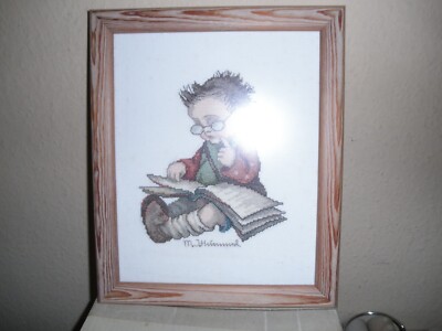 Bild mit Junge beim Studieren ( Schlaumeier ) 35 X 29 cm von m.j. hummel gut !!