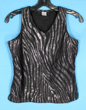 GTM DANCEWEAR Black  Silver TIGER/ZEBRA STRIPE Tank Top Dance Jazz SA S ADULT
