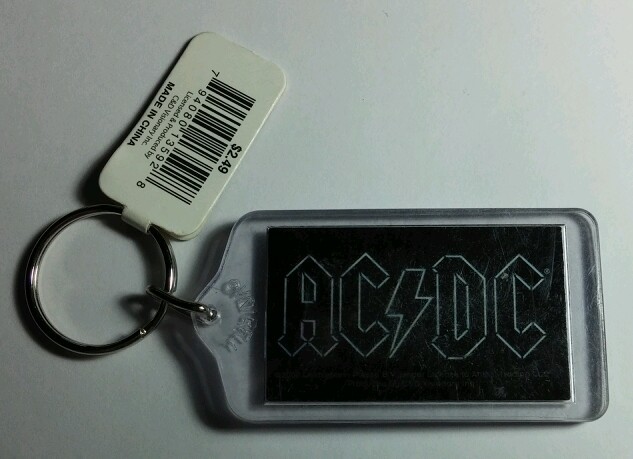 AS-IS ACDC AC/DC B&W HAND LIGHTNING DBL SIDED BLACK MUSIC KEY CHAIN ...