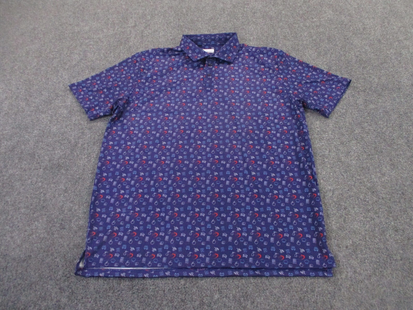 Fore Fathers Shirt Mens L Blue Logo Dad Print Golf Polo Sport Performance Adult