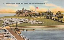 Naval Station Newport RI Rhode Island Navy Military Base Campus Vtg Postcard C17