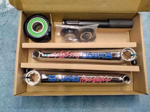 Old School Style Bmx Crank Set Haro Freestyler Logo 175mm Chrome American B/B