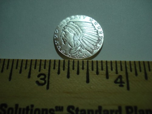 ONE BU 1/10 OZ PLATA .999 INCUSE CABEZA INDIA REDONDA - Imagen 4 de 4