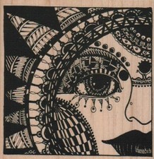 Sun Background 4 1/4 x 4 1/4" Rubber Stamp, Mixed Media, Background