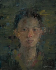 Summer Night Woman Portrait Modern Art-Original Oil Painting Pojani-ipalbus