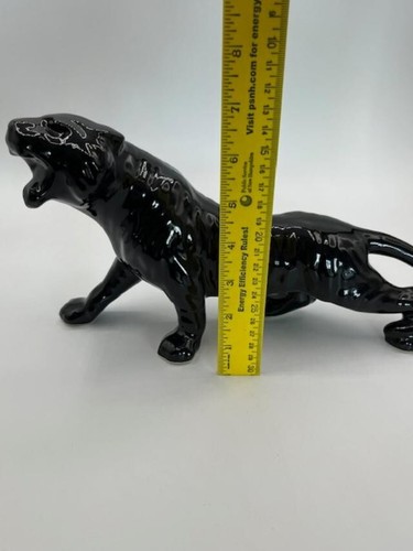 Vintage MCM Stalking Black Panther Jaguar Cat 12" Ceramic Figure - Picture 6 of 6