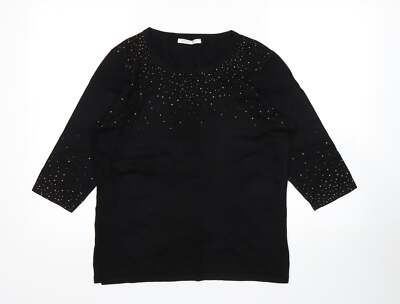 Anna Rose Damen Pullover schwarz Rundhals Viskosemischung Größe L