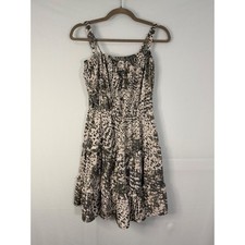 Express Animal Print Mini Dress Womens Small Neutral Tiered Boho Sleeveless