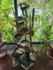 Large Copper Water Fountain Sculpture Cattails Lily Pads Dinwoodie 34" Tall