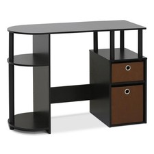 Furinno 15111EXBKBR Jaya Simplistic Computer Study Desk with Bin Drawers Esp...