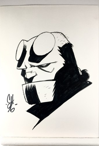 Cully Hamner Hellboy Original Art 1996 - Signed Comic Art Perlman Movie Magnolia