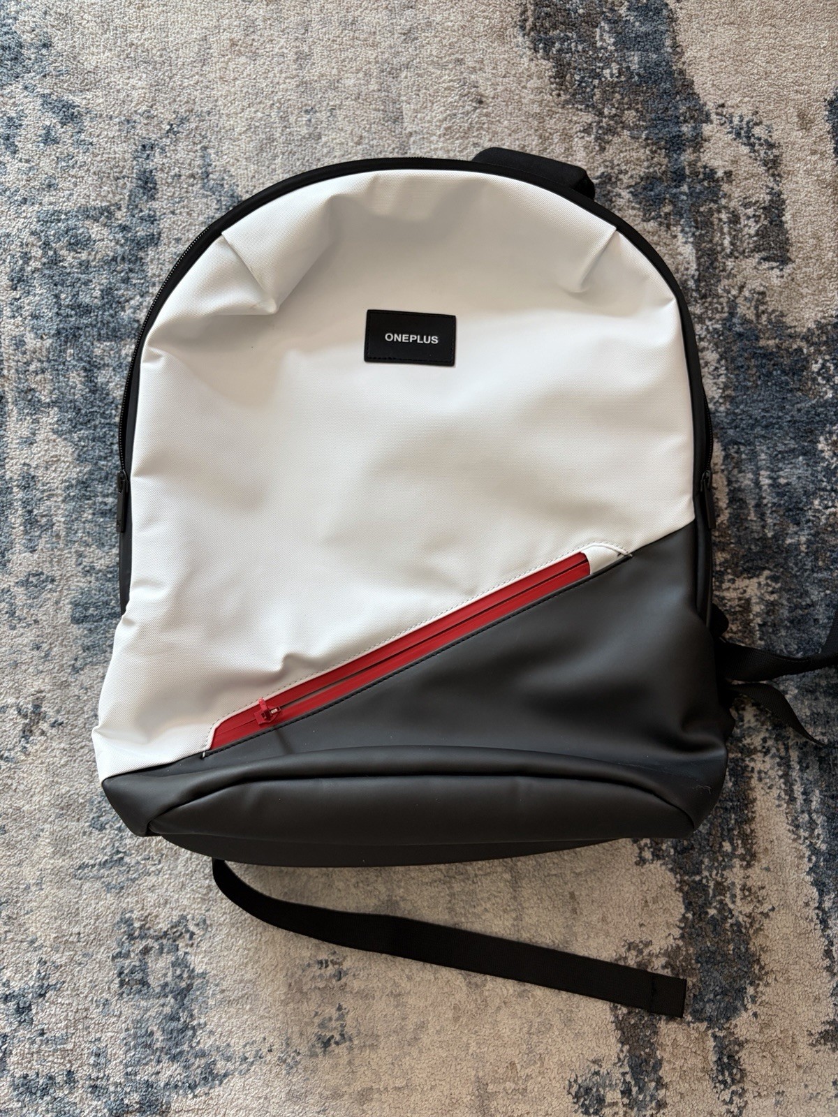 OnePlus Backpack White Black Red Zip Adjustable S… - image 1