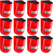 Qualirey 6 Pack Solar Sound and Light Alarm Motion Sensor 129db Outdoor red 
