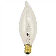 50 pack 40 Watt Clear Candelabra Base (E12) Flame Tip Chandelier Bulbs 40CFC