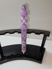 Handcrafted Lavender Rhinestone Acrylic Beaded Pen Sparkly Bling Sugar Bead
