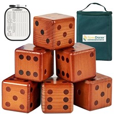 3.5 Giant Yard Dice Set, Large Wooden Dices Game with Scoreboard