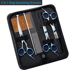 5 in 1 Premium Dog Grooming Scissors, Professional Dog Scissors for Grooming ...