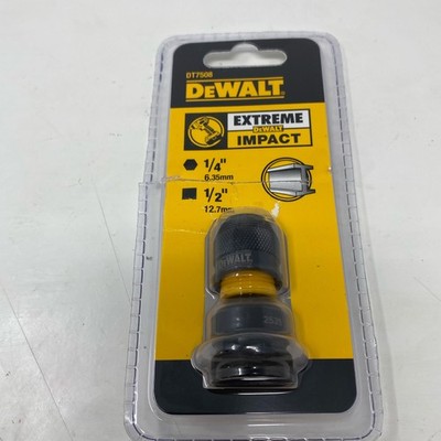 DEWALT Extreme Impact Adapter 1/2'' Sq to 1/4'' Hex, Black/Yellow DT7508