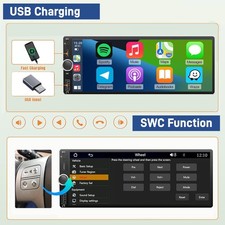 Wireless Autoradio CarPlay 1 Din 6.86 Pollici Touchscreen Stereo Auto Bluetooth - Miniatura 4