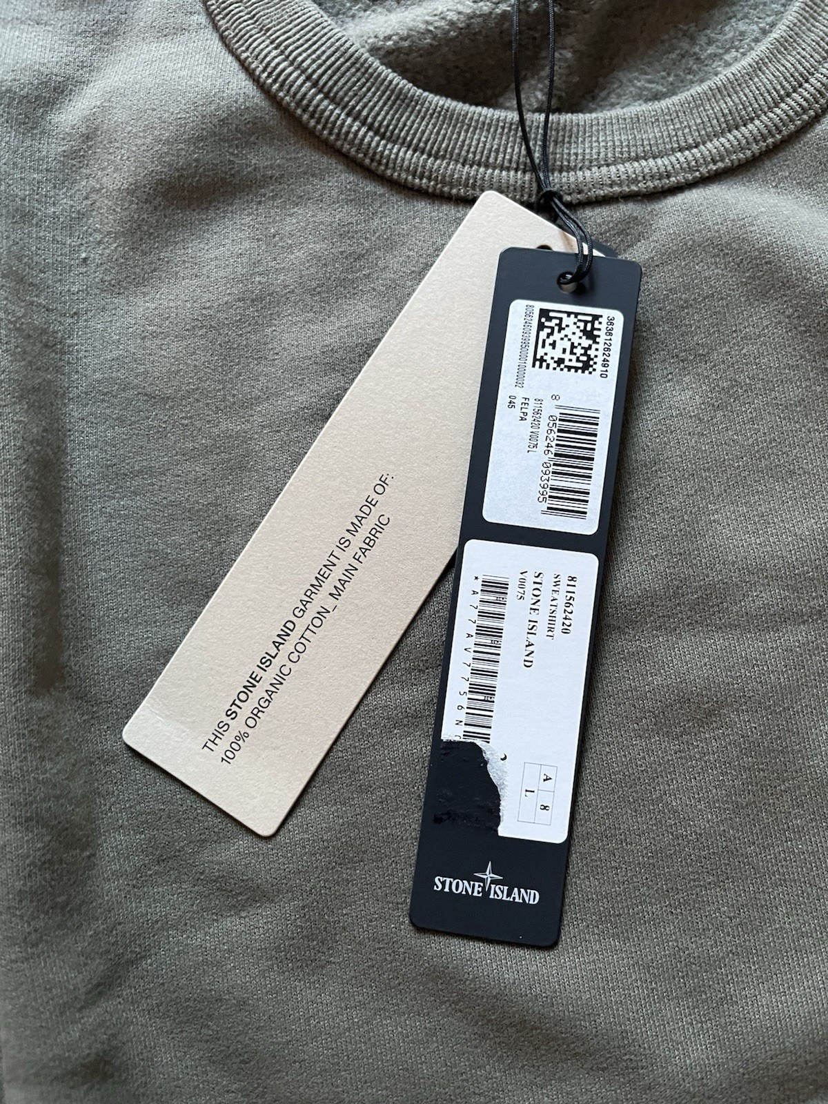Stone Island Organic Cotton Sweatshirt - Mens Large - Military Green £300+ RRP image 5