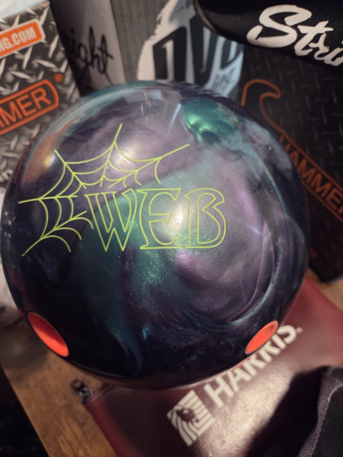 USED Hammer Web Pearl Reactive Bowling Ball, Jade/Smoke, 15LB (R)