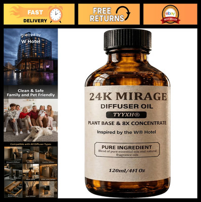 24K Aroma Diffuser Oil - Citrus, Lemongrass & Jasmine Blend - Long-Lasting Essen