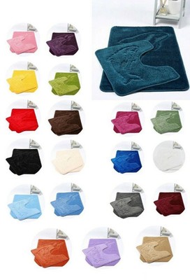 2-teiliges Delphin Badematten-Set rutschfest Weichgummi WC & Podest Badvorleger