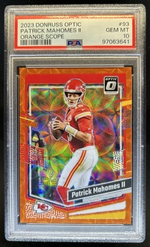 2023 Donruss Optic Patrick Mahomes II Orange Scope Prizm #/79 Chiefs PSA 10