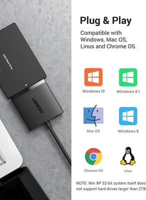 UGREEN USB 3.0 auf SATA Adapter HDD SSD Reader 2.5 3.5 Externes Festplattenkabel