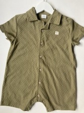 Brand New No Tags BNWOT ??Khaki Green Textured Romper By NEXT Boys 18-24 Months