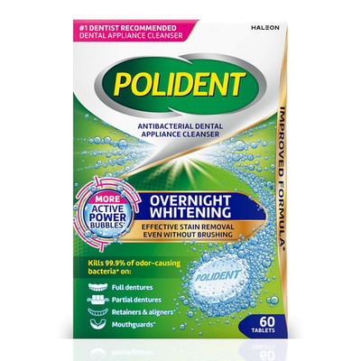 Overnight Whitening Antibacterial Dental Appliance Cleanser Tablets, Mouthguard 