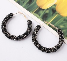 Women Round Earrings Crystal Geometric Hoop Earrings Glistening Jewelry Gifts