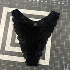 VTG Fredericks Of Hollywood Panties Size L Black Lace High Waisted Bikini - New