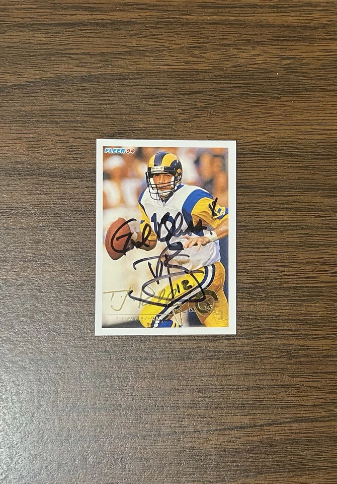 T.J. RUBLEY AUTOGRAPHED 1994 FLEER FOOTBALL CARD # 264 LOS ANGELES RAMS - Image 4 of 4