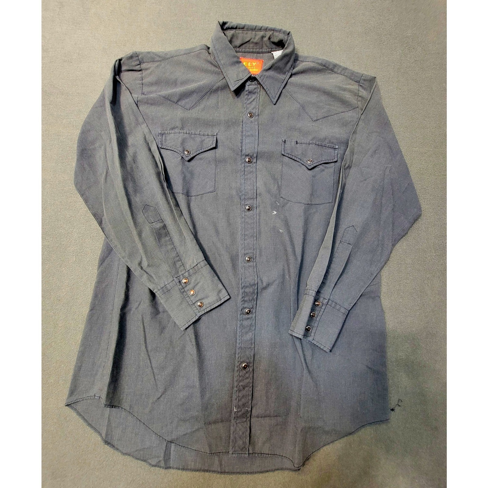 Vintage EUC Ely Plains Men's 33 Pearl Snap Western Cowboy Shirt Black