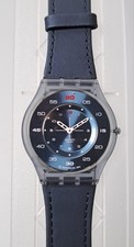 Swatch SKIN - SFN110 Night Time - mit Lederband - 2002 - in OVP - neu ungetragen