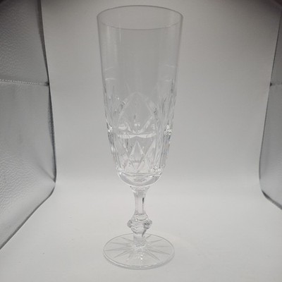 Vintage Glas Kristall Flöte Glas Champagner Wein geätzt 