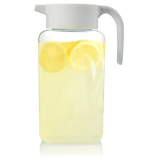 Elegant 1 Gallon Clear Plastic Pitcher with Lid - BPA Free & Space-Saving Design