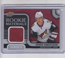 15/16 UD S2 Arizona Coyotes Henrik Samuelsson Rookie Materials GUJ card #RM-HS. rookie card picture