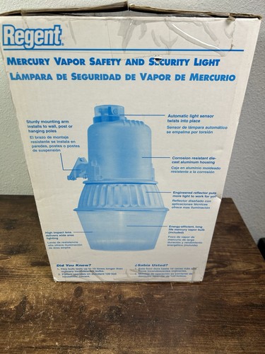 Regent Dusk to Dawn Mercury Vapor Safety Light 16,000 Sq Ft Outdoor NH-1204M New - Picture 8 of 10