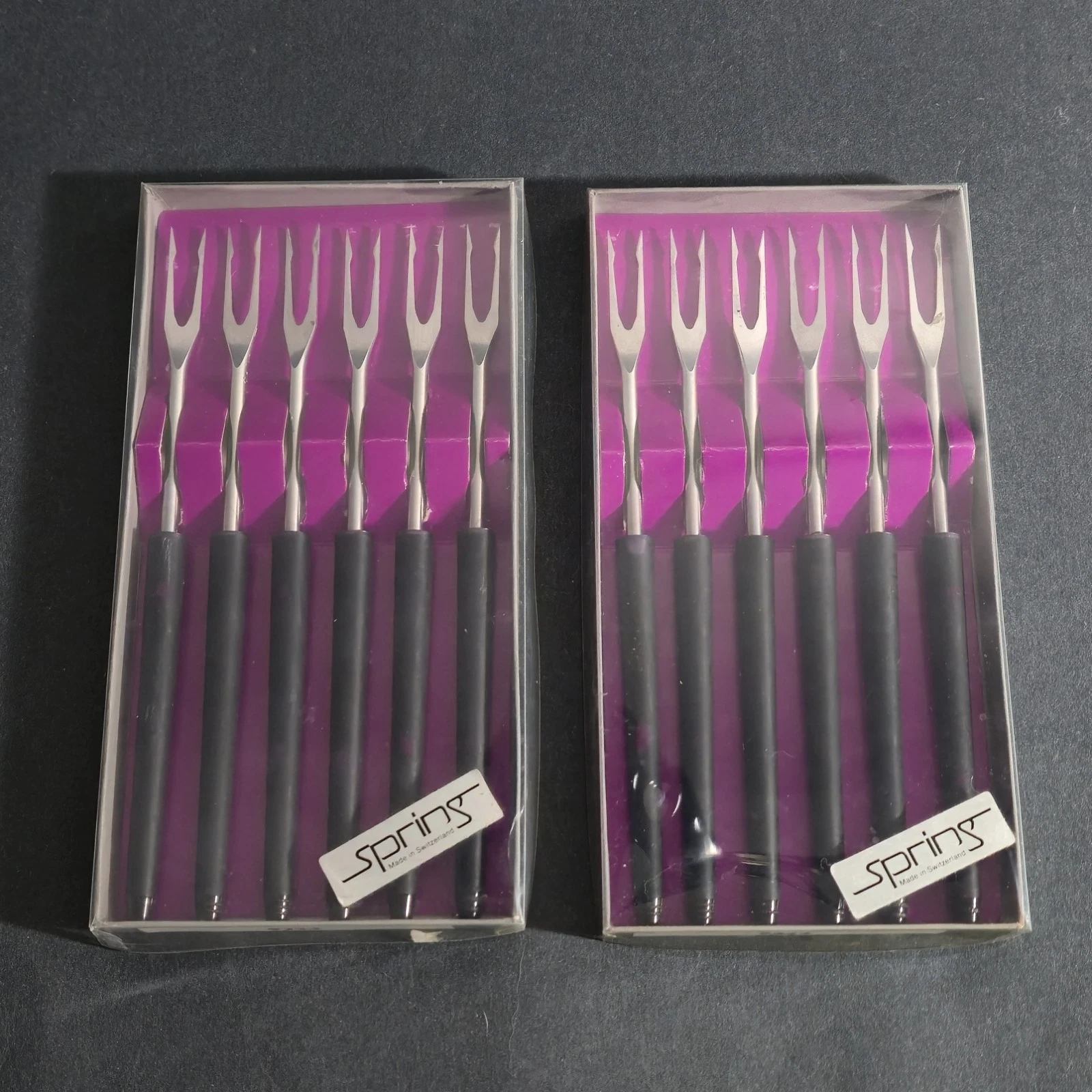 Vintage Spring Fondue 7" Forks Made In Switzerland Black Handles Set Of 12
Opens in a new window or