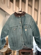 Carhartt Green Work Jacket Corduroy Collar Lined Men's Casual Fall Winter