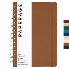 PAPERAGE Graph Paper Spiral Notebook  Journal, Cognac , 160 Pages, Medium 5.5